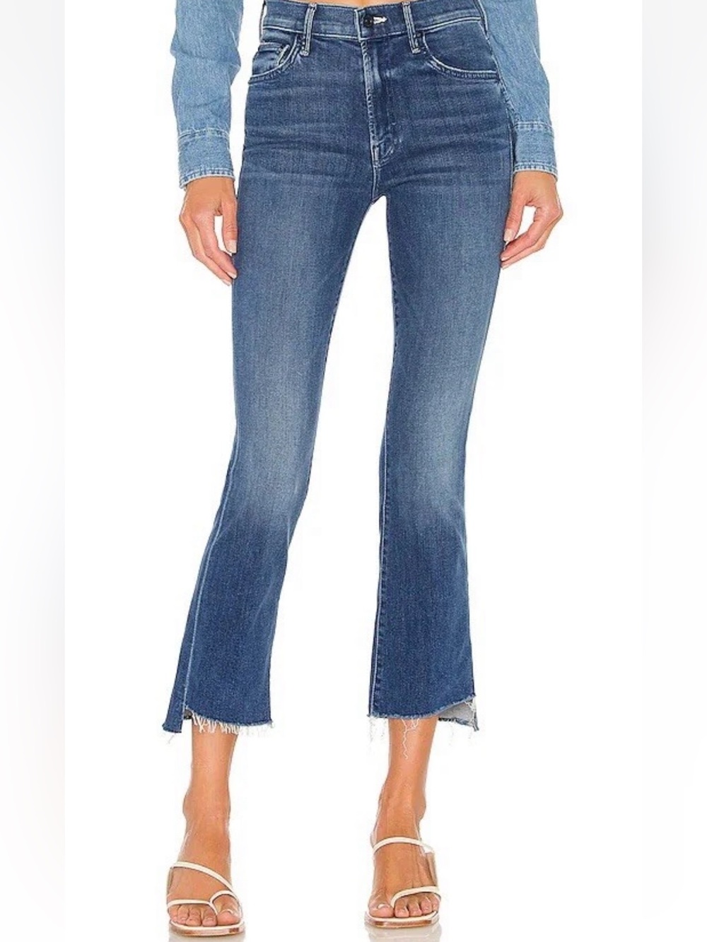 MOTHER The Insider Crop Step Fray Jeans Wish On a Star Size 25